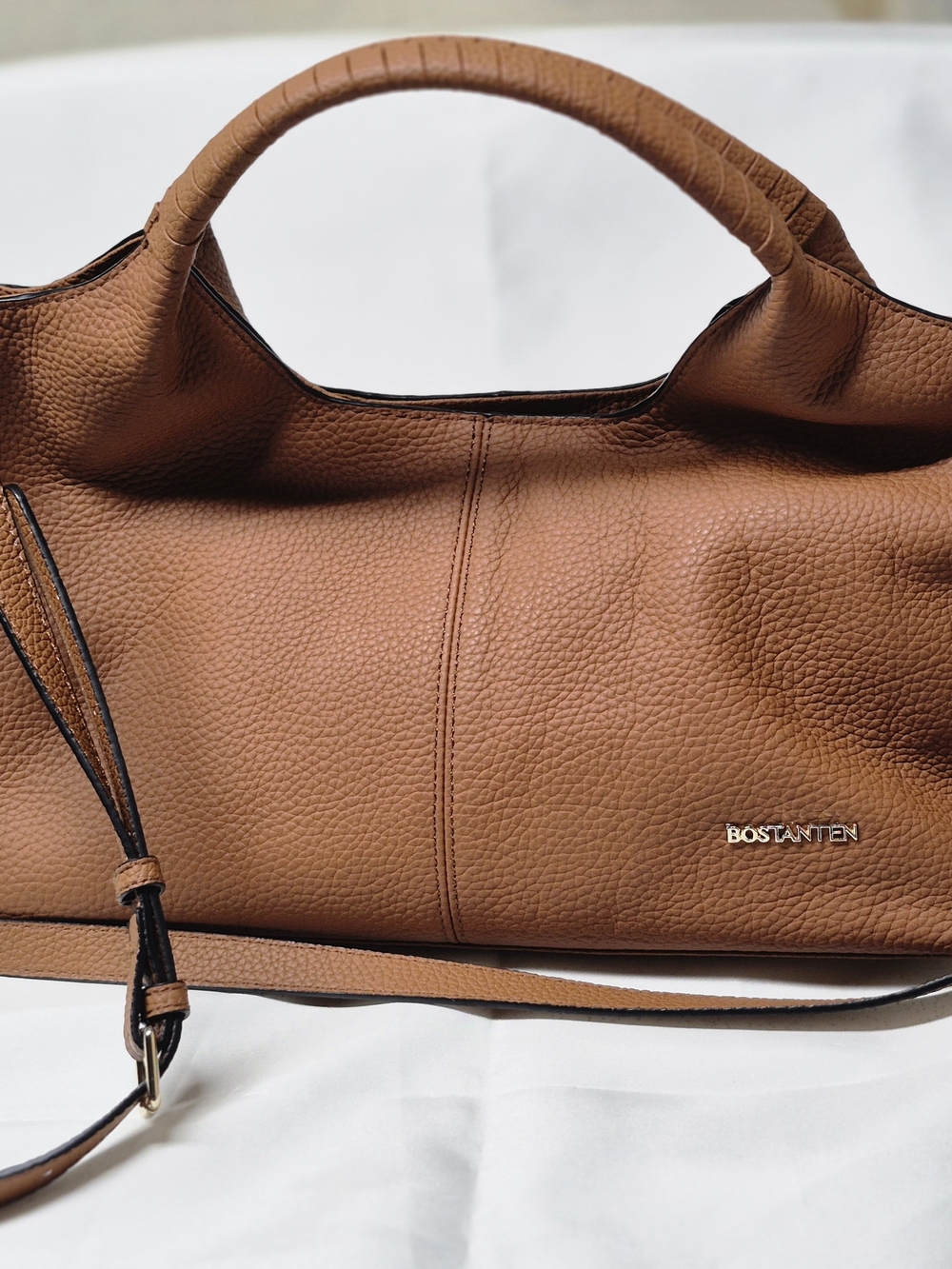 Bostanten Chestnut Brown Pebbled Leather Shoulder Bag